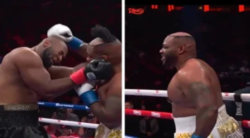 لحظة صادمة لكمة قوية تخلع باروكة الملاكم جاريل ميلر أمام الجمهور